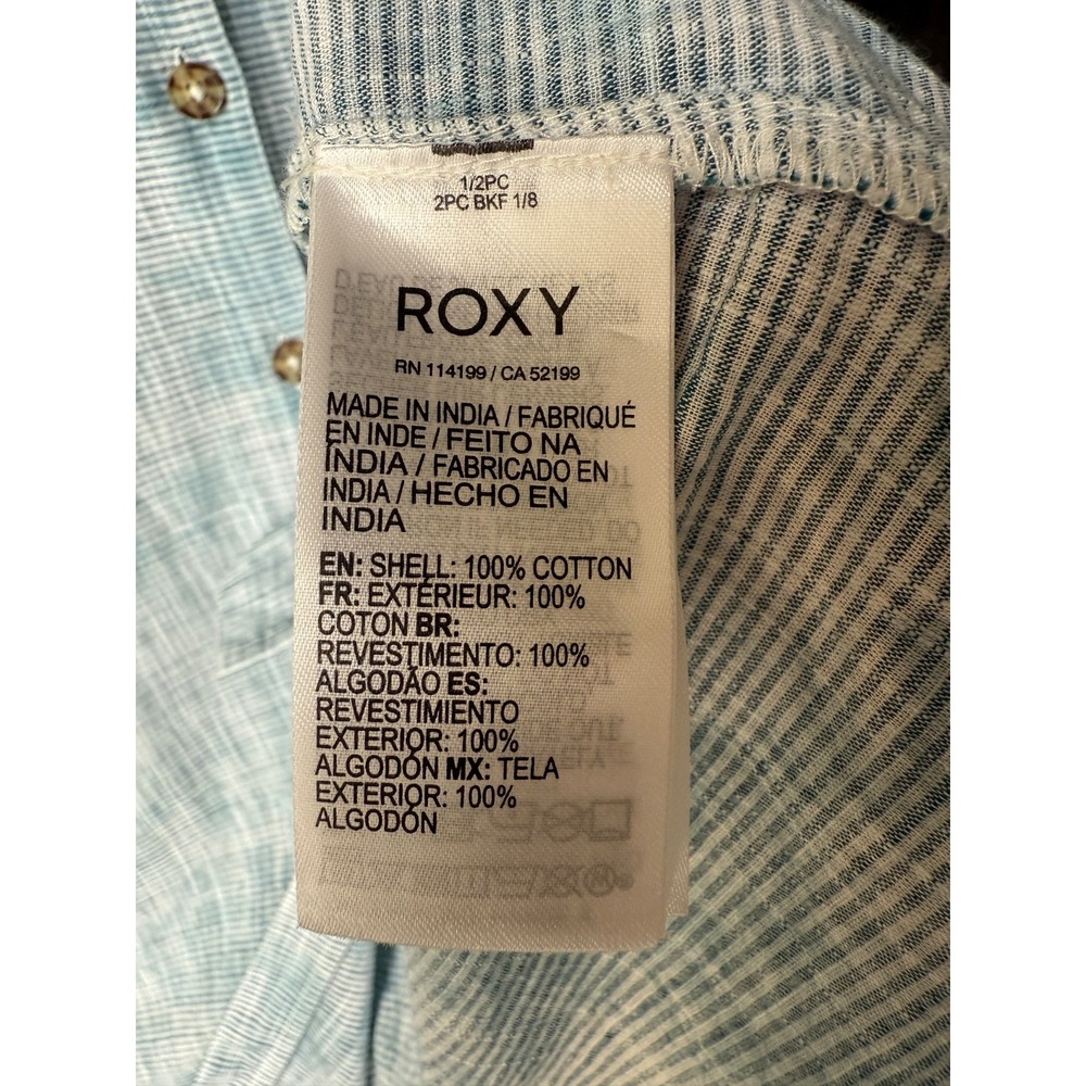 Roxy Cotton Button Front Slip Dress Stripe Midi Spaghetti‎ Strap S Minimal - Picture 8 of 16